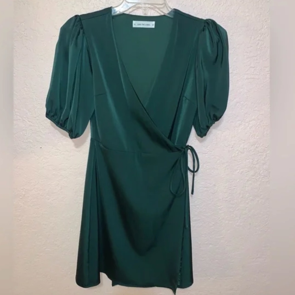 Lani The Label Siena Silky Wrap Dress Green Small